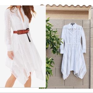 BCBGMaxAzria Eyelet Beatryce White Midi Shirtdress